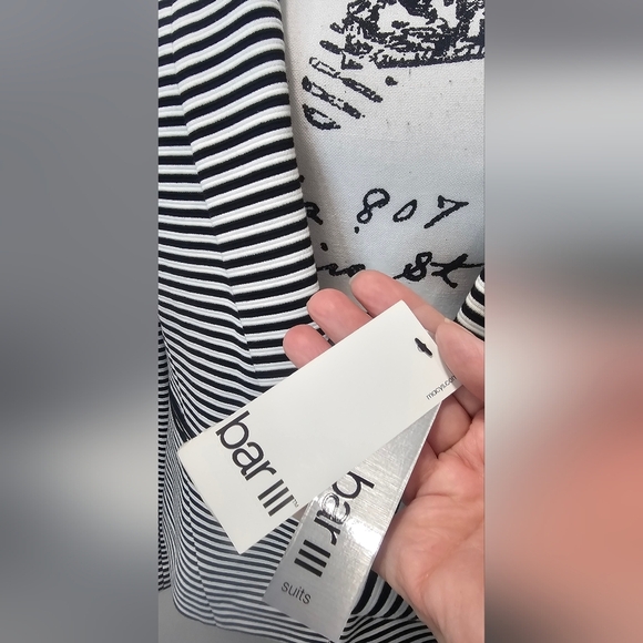 Bar III Long Sleeve Black and White Striped Blazer Size XL Business Casual NWT - Picture 8 of 13